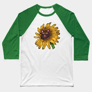 Cat as a Sunflower Baseball T-Shirt